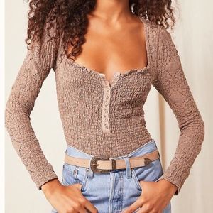 FREE PEOPLE Confection Smocked Lace Top